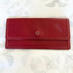 Coach red leather wallet clutch